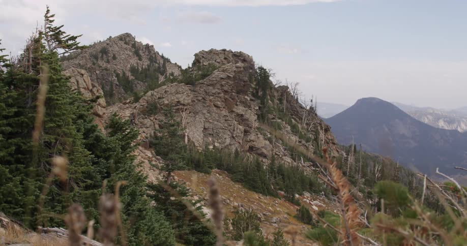A rocky hill on a clear day