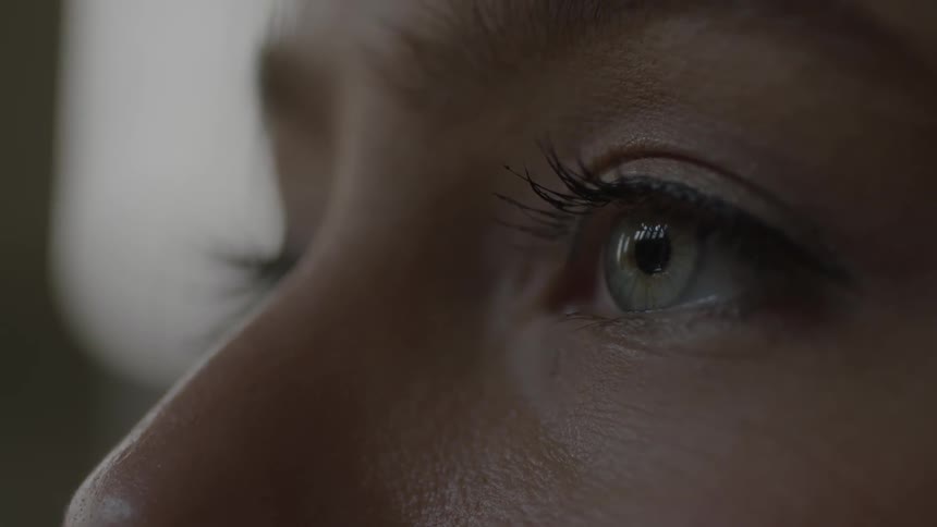 Close up of a woman's eyes as they blink