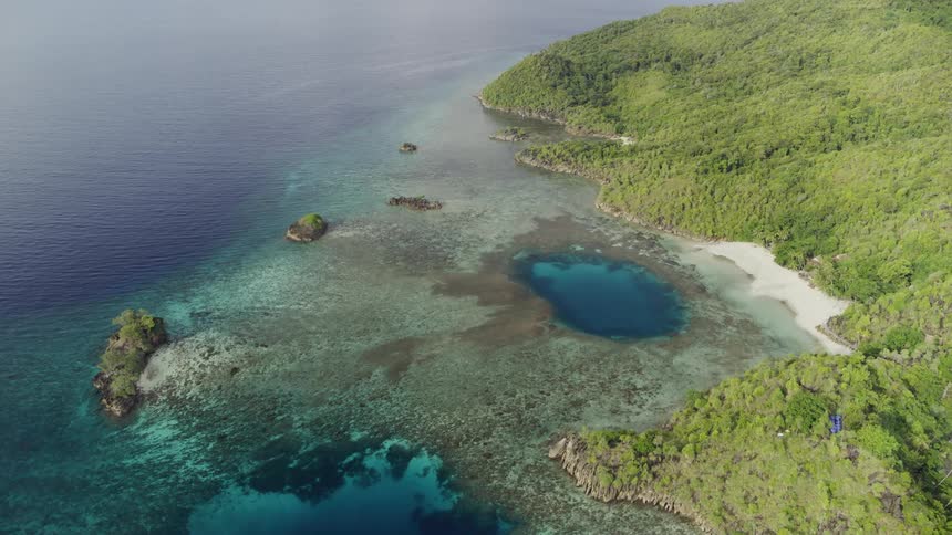 An aerial view of a beach