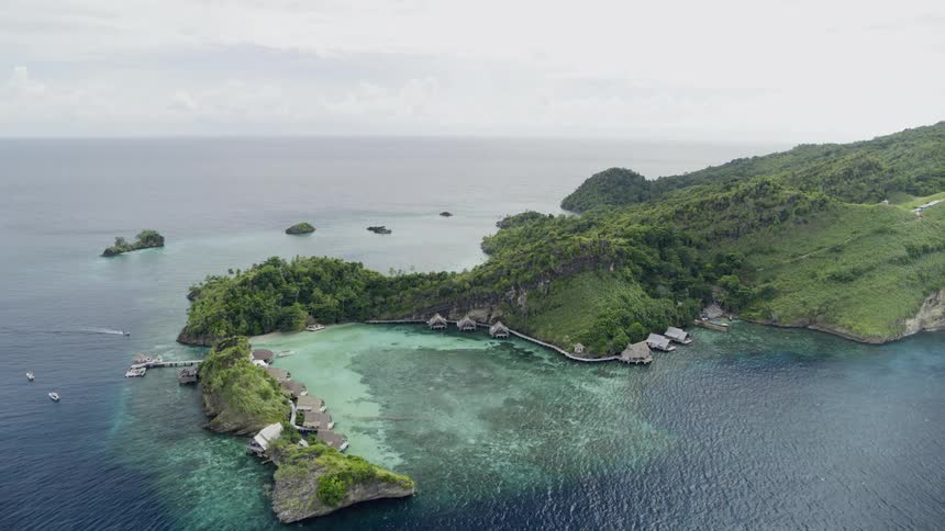 Small island with huts on it