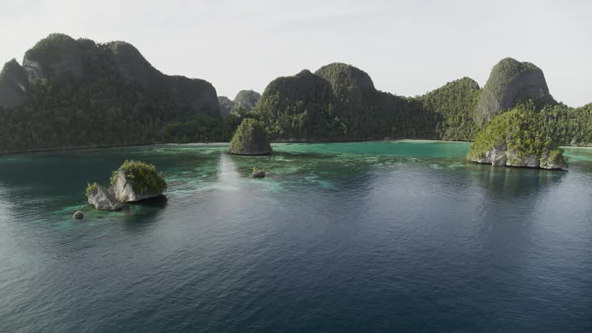 Aerial view of the water and islands