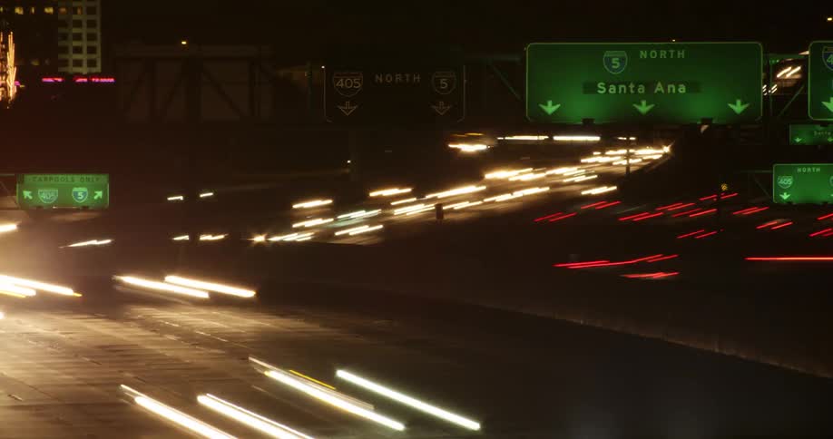 Time lapse of traffic lights flowing on the santa ana interstate 5 freeway in southerncalifornia
