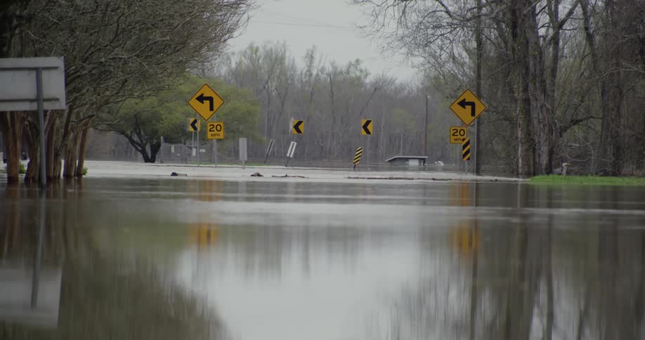 Water flooding a road
