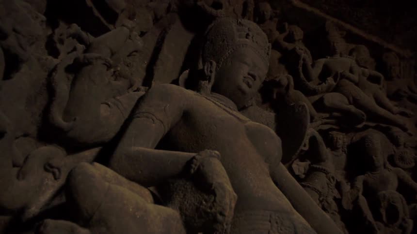 Ornate carvings on a stone wall