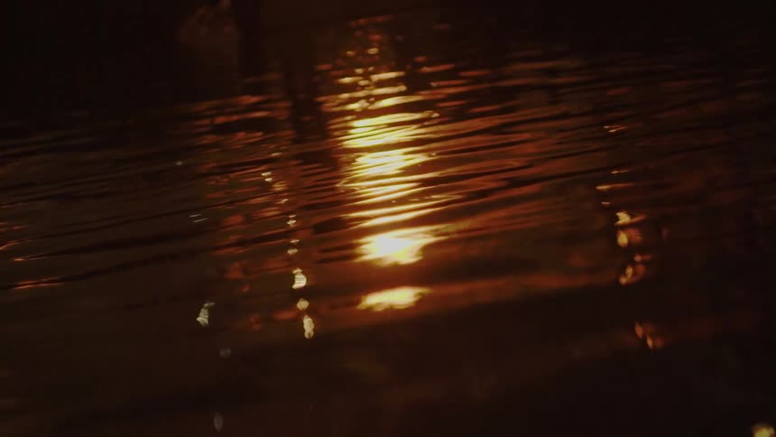 A fire is near the shore