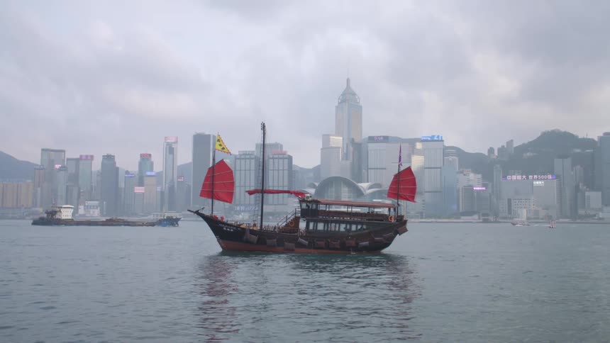 Boats in the water with the city skyline in the background
