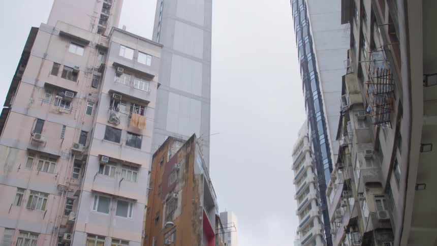 High rise apartments in a crowded city district
