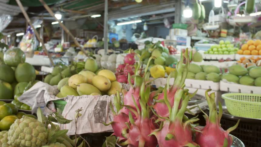 A marketplace with fruit and vegetables
