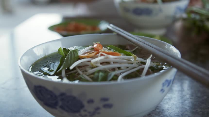 A bowl of vietnamese style soup