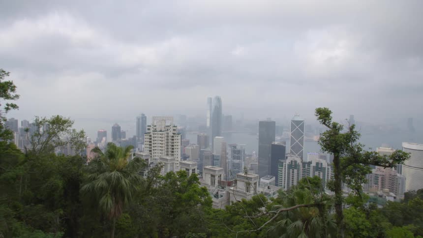 Downtown city is displayed in spring