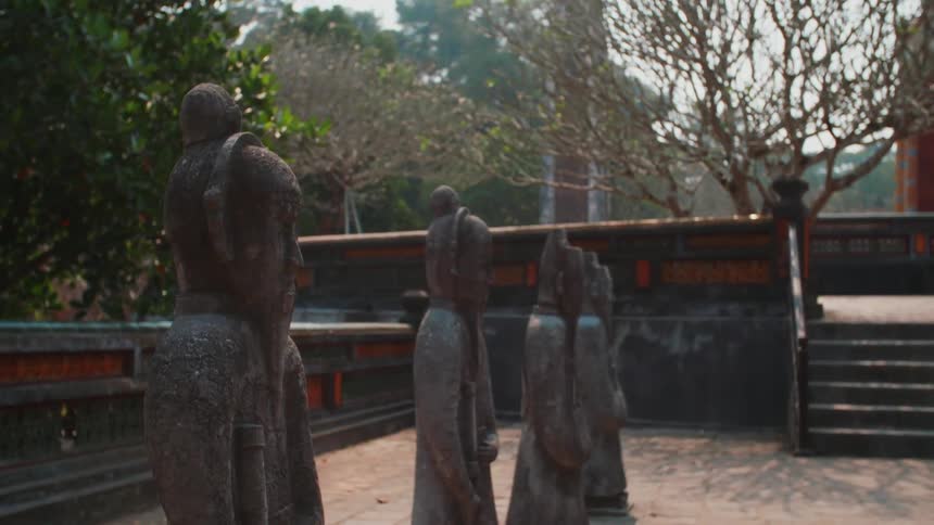 Sculptures at a public park in a city