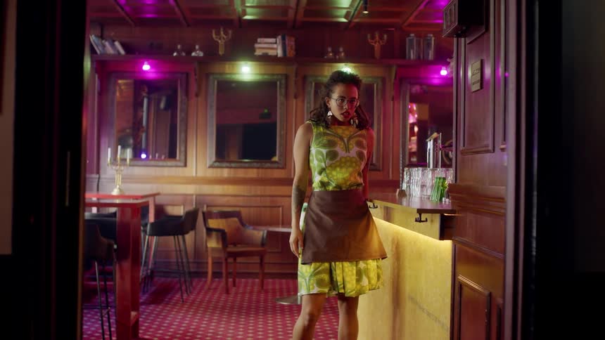 Woman dancing in a bar