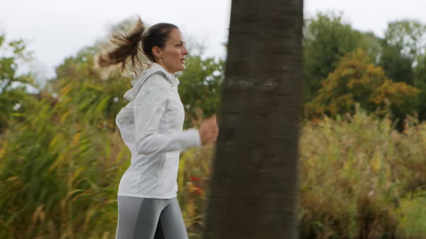 A woman is going for a run outside