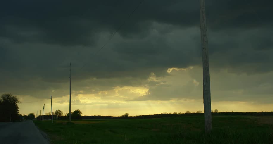 The sun is setting in the horizon