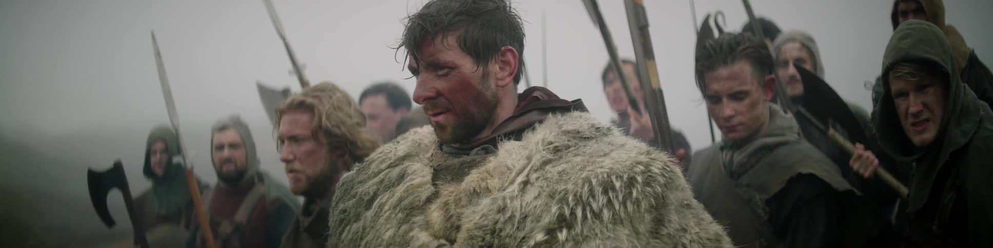 Medieval men waiting to go into battle
