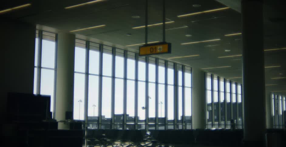 Interior of an empty airport gate during the day