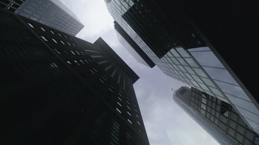 City buildings shot straight up from street level