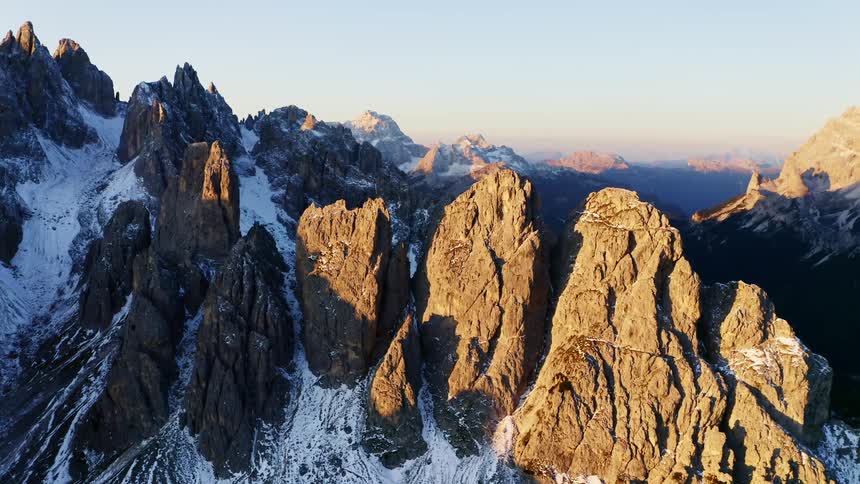 Mountain range and formations high in the sky on a clear day