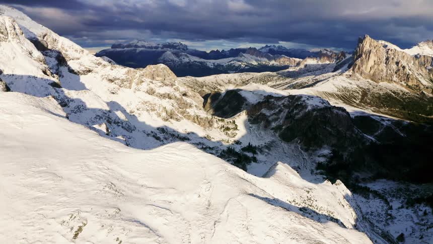 Snow covered mountains on a cloudy day