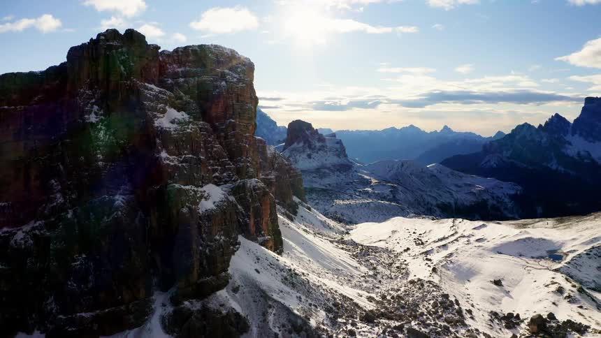 Mountains with snow in a sunny day