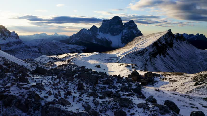 Mountains with snow and blue skies