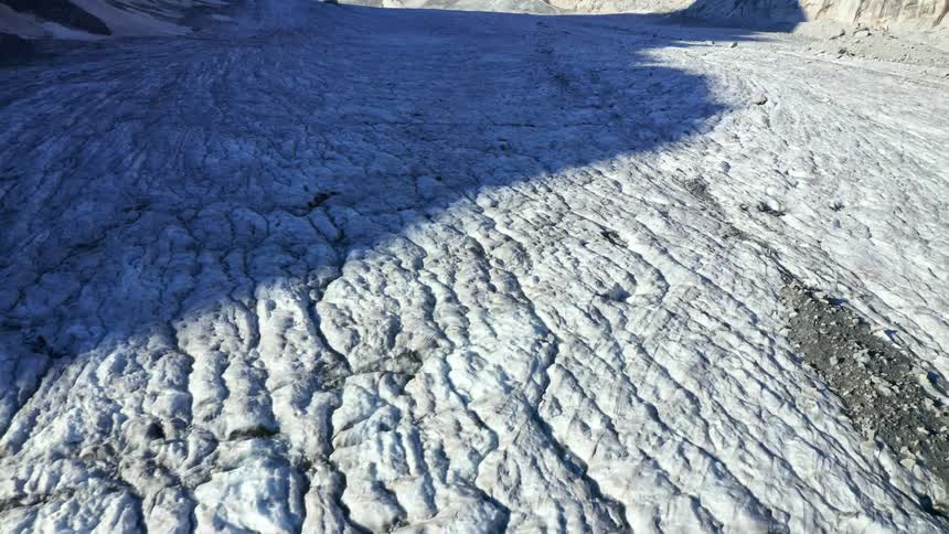 Close up of frozen water on the ground in winter outdoors
