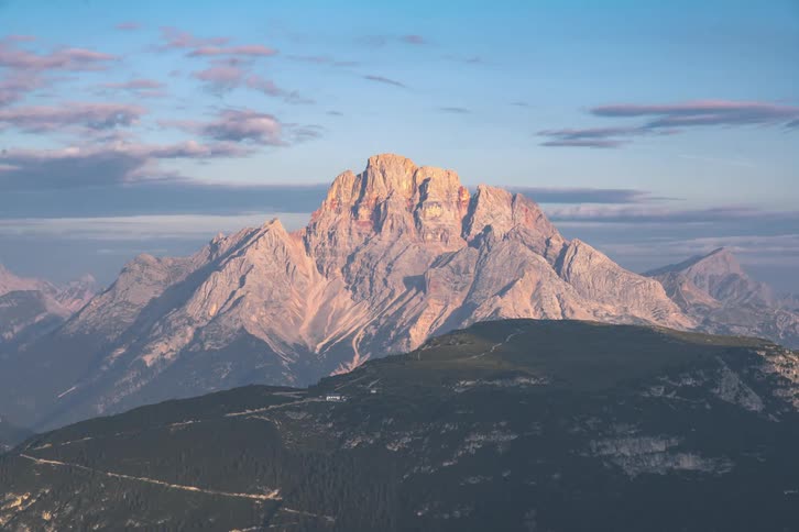 View of a sunset over a mountain