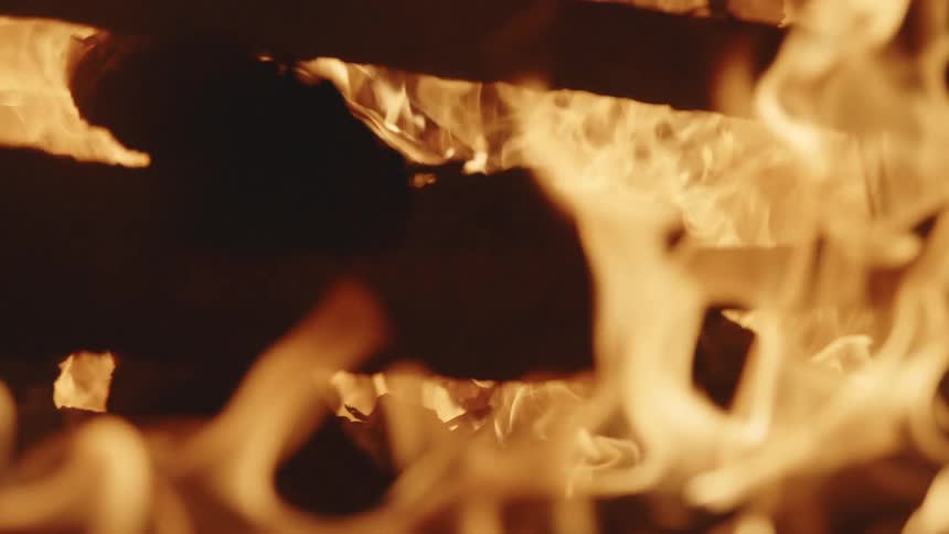 Flames from burning wood logs