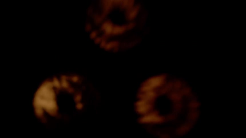 Three round lights are illuminated then turned off