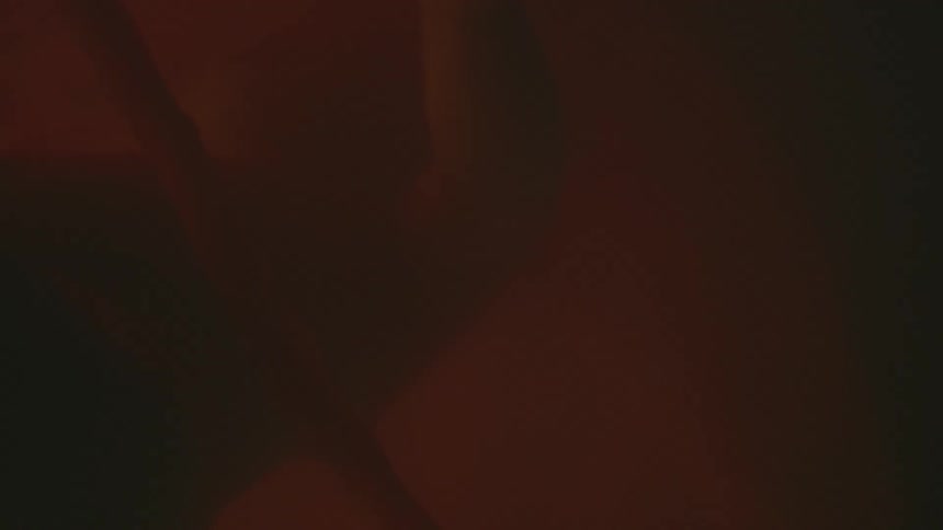 A fetus gently floating inside of a uterus is illuminated briefly by external light