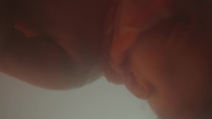 A baby in its mothers stomach with liquid