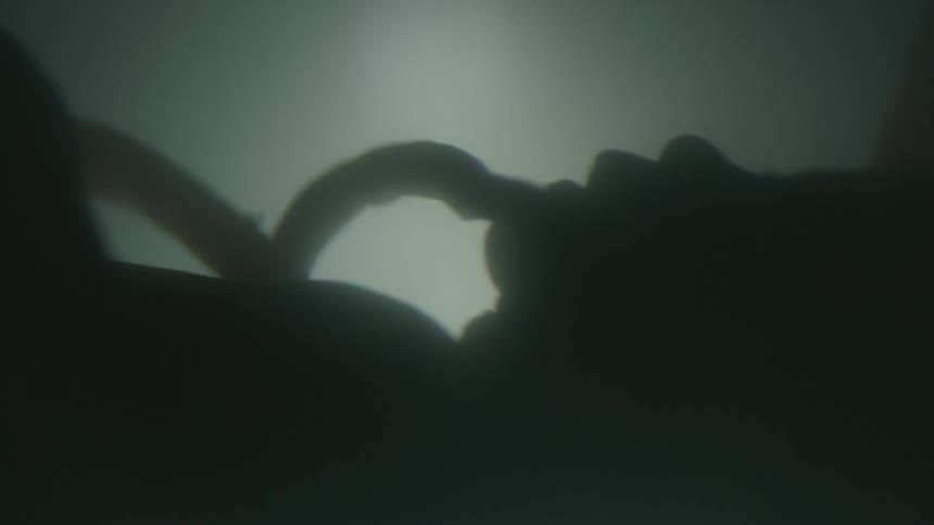 The silhouette of a fetus can be seen as it floats in amniotic fluid