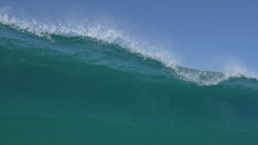 Ocean waves are moving in the water