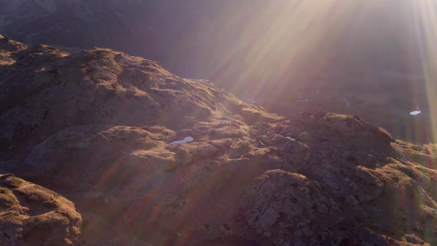 Aerial shot of a rocky mountainside
