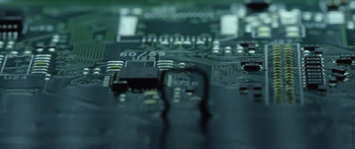 Computer hardware is displayed indoors