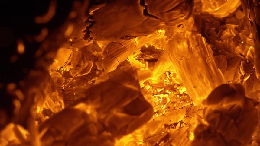 A fire is burning outdoors
