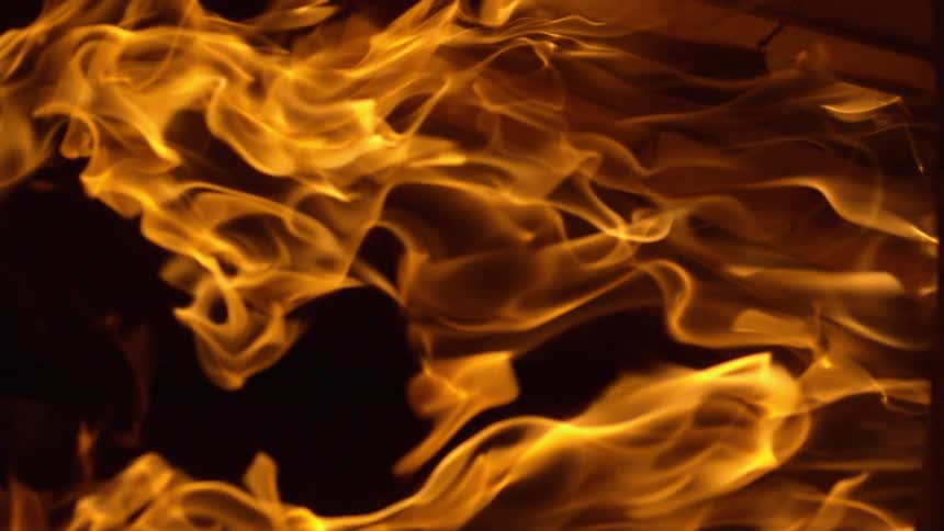 Flames from a bonfire are displayed
