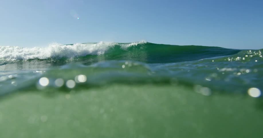 Big ocean wind waves moving forward in the afternoon