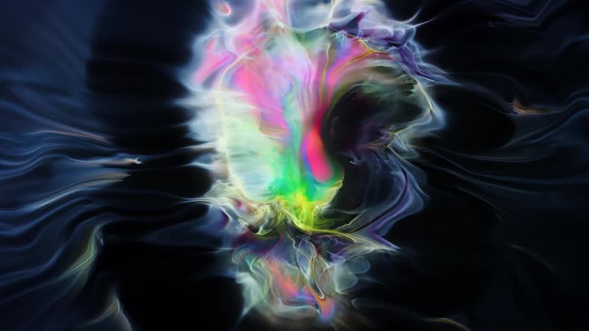 A close up of an expanding color sphere
