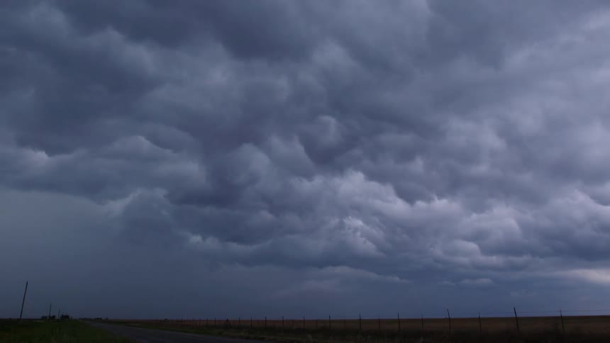Time lapse of rolling and tumbling storm clouds just before they drop immense amounts of heavy rain on the Texas panhandle