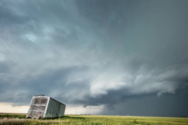 Time lapse of a rotating super cell thunderstorm as it builds in rural Texas during tornado season