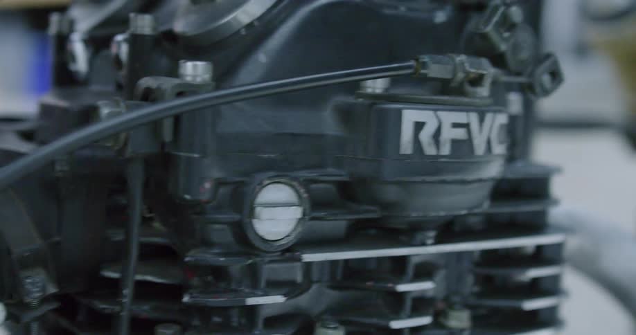 A motorcycle engine shakes and vibrates as it is running