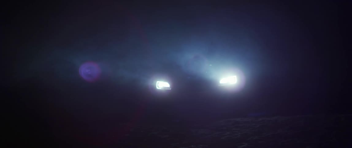 The fog is covering the car at night