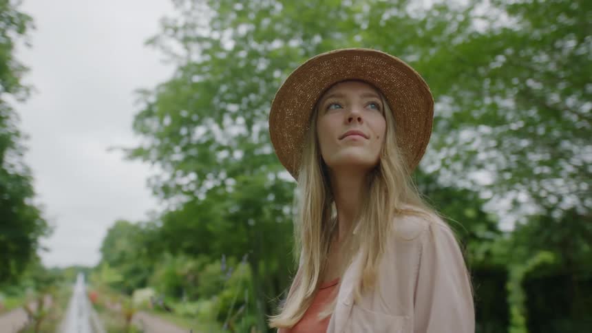 A woman looking into the sky