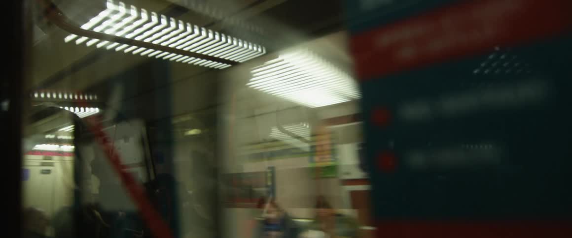 Public transportation cars pass each other