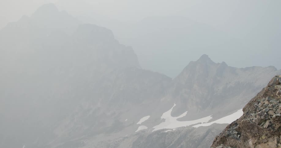 Fog covering a mountain range