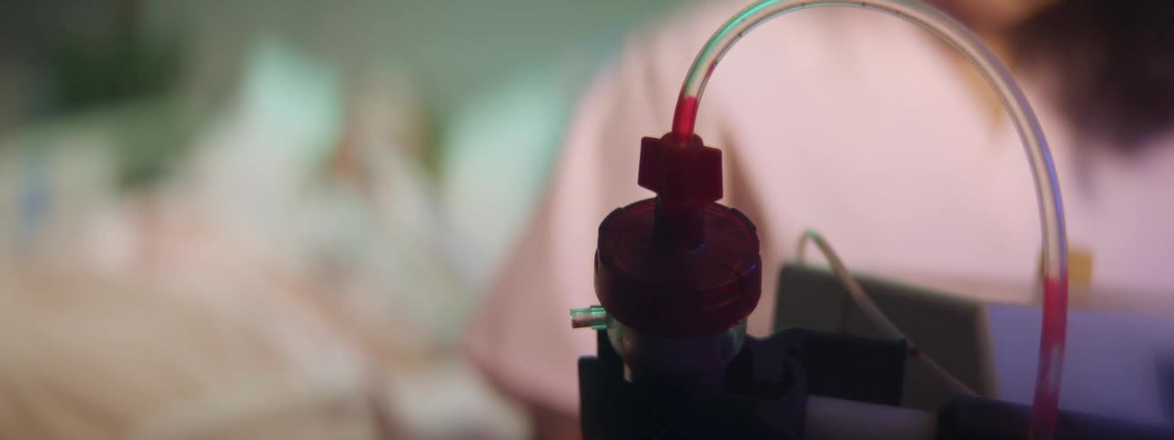 A patient is laying in the hospital bed