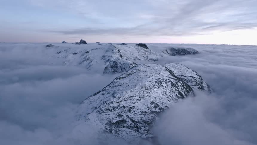 An aerial shot of a mountain top