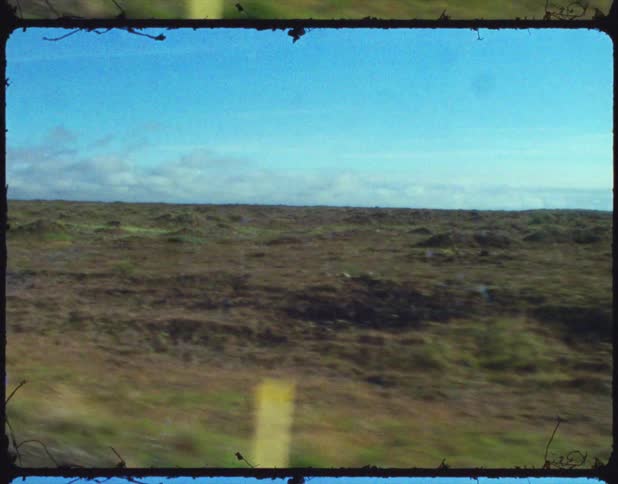 Driving next to the fields on a rural area on film