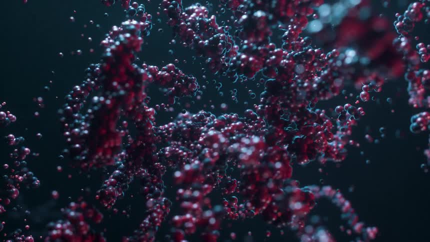 A large complex molecule or protein is vibrating underwater